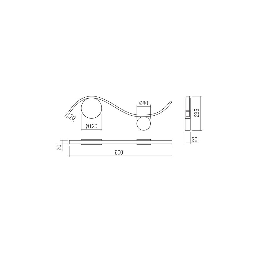 Redo 01-3109 - Applique a LED WAVE LED/9W/230V ottone