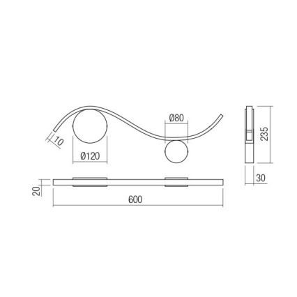 Redo 01-3110 - Applique a LED WAVE LED/9W/230V nero