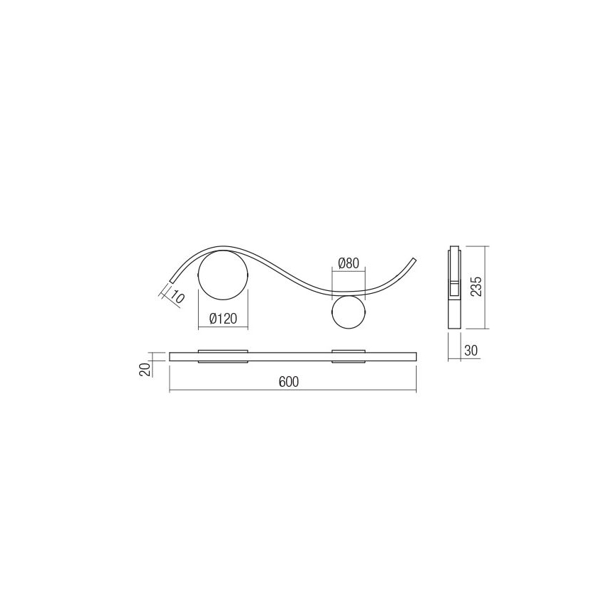 Redo 01-3110 - Applique a LED WAVE LED/9W/230V nero