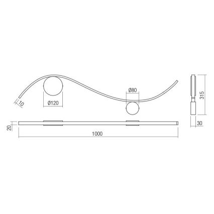 Redo 01-3112 - Applique a LED WAVE LED/11W/230V ottone