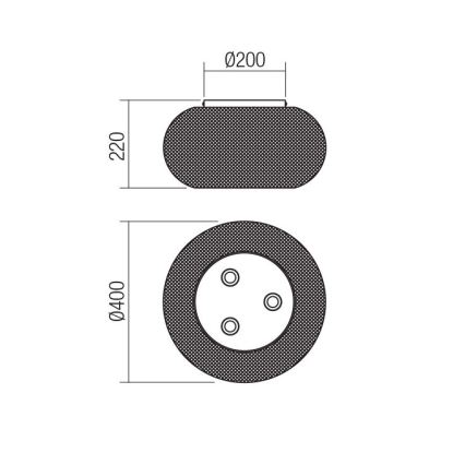 Redo 01-3139 - Plafoniera CROKET 3xE27/42W/230V diametro 40 cm oro