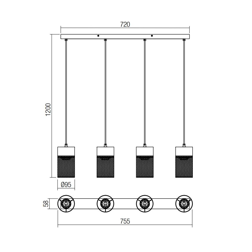 Redo 01-3143 - Lampadario a sospensione con filo STEM 4xE27/42W/230V