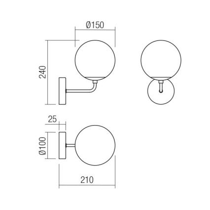 Redo 01-3147 - Applique BOWLING 1xE27/42W/230V oro