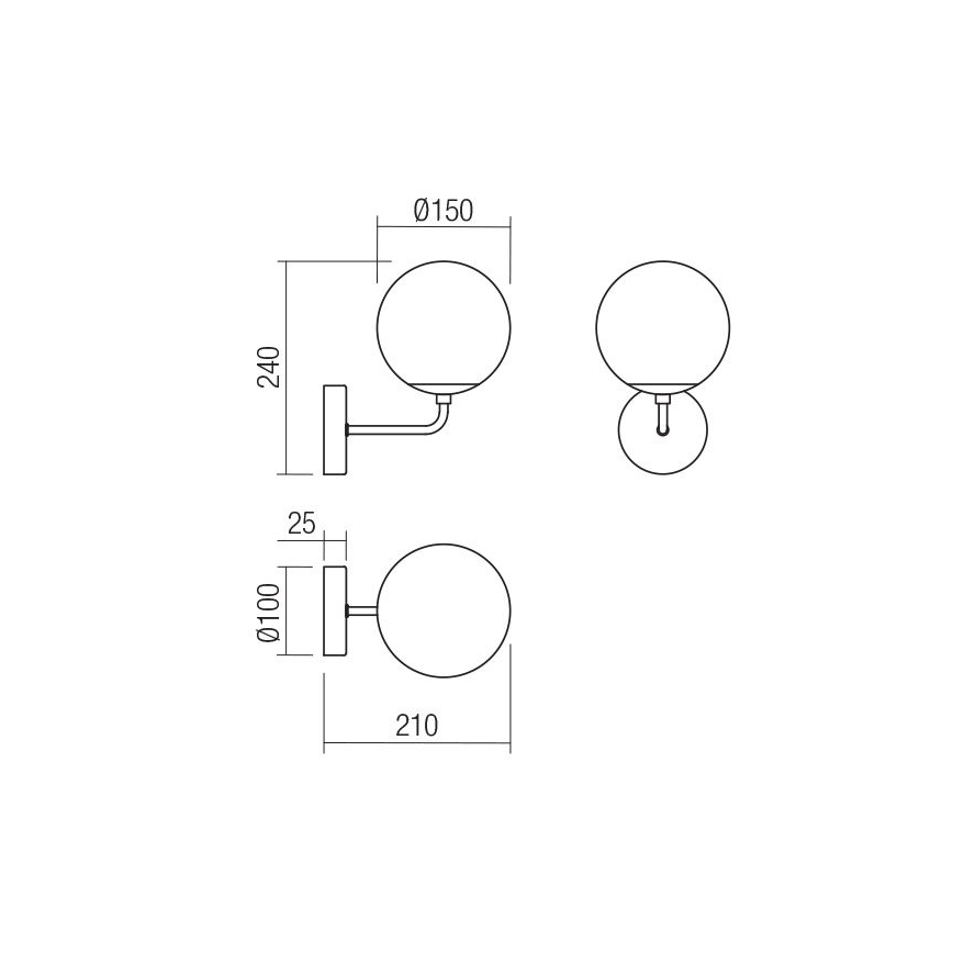 Redo 01-3147 - Applique BOWLING 1xE27/42W/230V oro