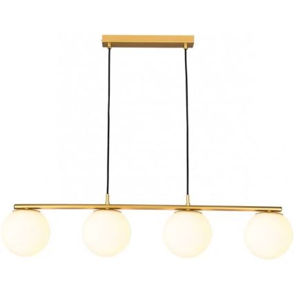 Redo 01-3155 - Lampadario a sospensione con filo BOWLING 4xE27/42W/230V oro