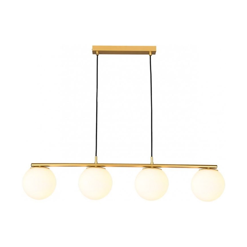 Redo 01-3155 - Lampadario a sospensione con filo BOWLING 4xE27/42W/230V oro