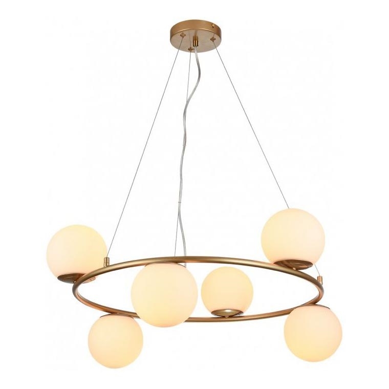 Redo 01-3157 - Lampadario a sospensione con filo BOWLING 6xE14/28W/230V oro