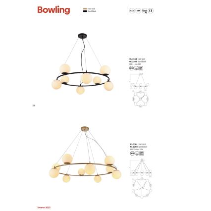 Redo 01-3157 - Lampadario a sospensione con filo BOWLING 6xE14/28W/230V oro