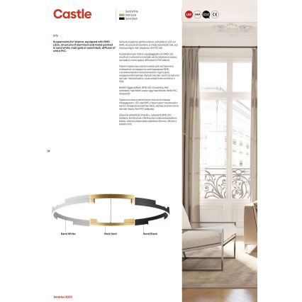 Redo 01-3172 - Lampadario a sospensione con filo LED dimmerabile CASTLE LED/36W/230V oro