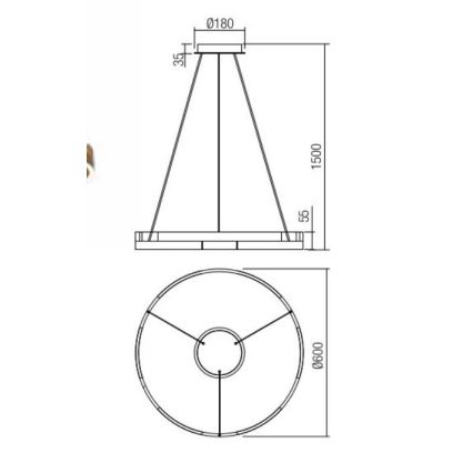 Redo 01-3172 - Lampadario a sospensione con filo LED dimmerabile CASTLE LED/36W/230V oro