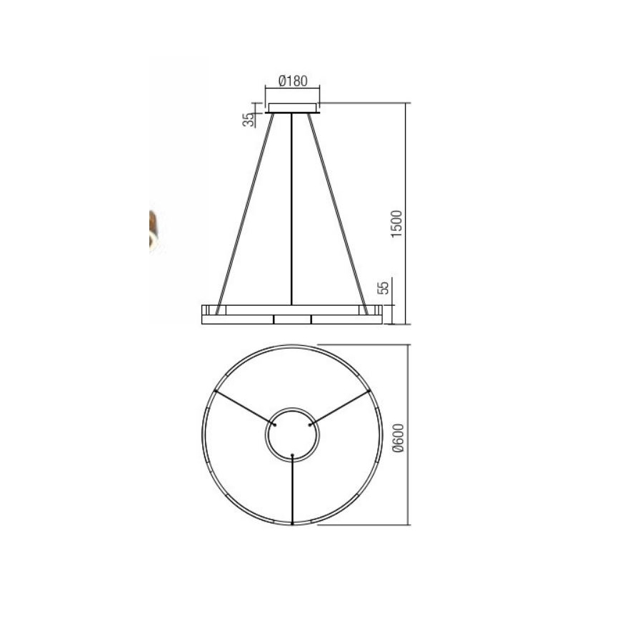 Redo 01-3172 - Lampadario a sospensione con filo LED dimmerabile CASTLE LED/36W/230V oro