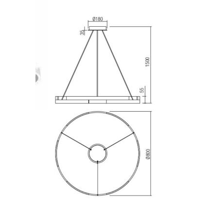 Redo 01-3175 - Lampadario a sospensione con filo LED dimmerabile CASTLE LED/45W/230V oro