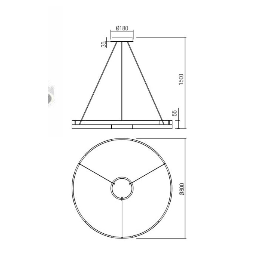 Redo 01-3176 - Lampadario a sospensione con filo LED dimmerabile CASTLE LED/45W/230V nero