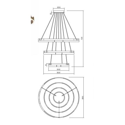 Redo 01-3182 - Lampadario a sospensione con filo LED dimmerabile CASTLE LED/80W/230V nero