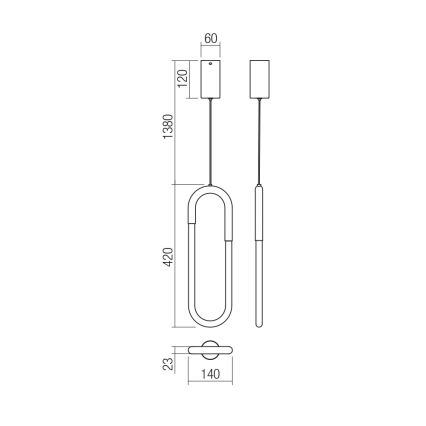 Redo 01-3183 - Lampadario a sospensione con filo LED dimmerabile LATIUM LED/9W/230V ottone