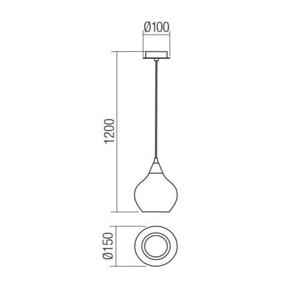 Redo 01-3190 - Lampadario a sospensione con filo TANNER 1xE14/28W/230V diametro 15 cm