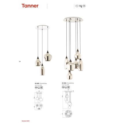 Redo 01-3192 - Lampadario a sospensione con filo TANNER 3xE14/28W/230V diametro 37,6 cm
