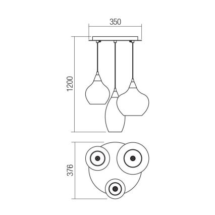 Redo 01-3192 - Lampadario a sospensione con filo TANNER 3xE14/28W/230V diametro 37,6 cm