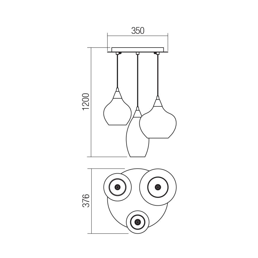 Redo 01-3192 - Lampadario a sospensione con filo TANNER 3xE14/28W/230V diametro 37,6 cm