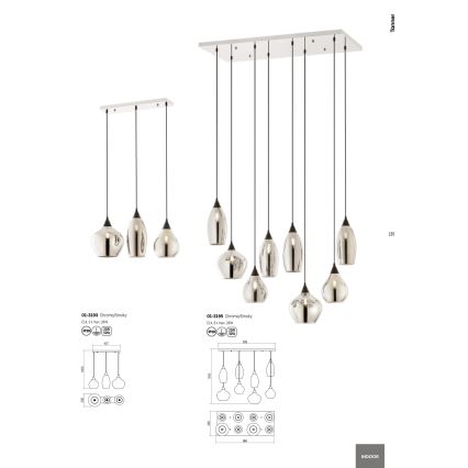 Redo 01-3193 - Lampadario a sospensione con filo TANNER 3xE14/28W/230V