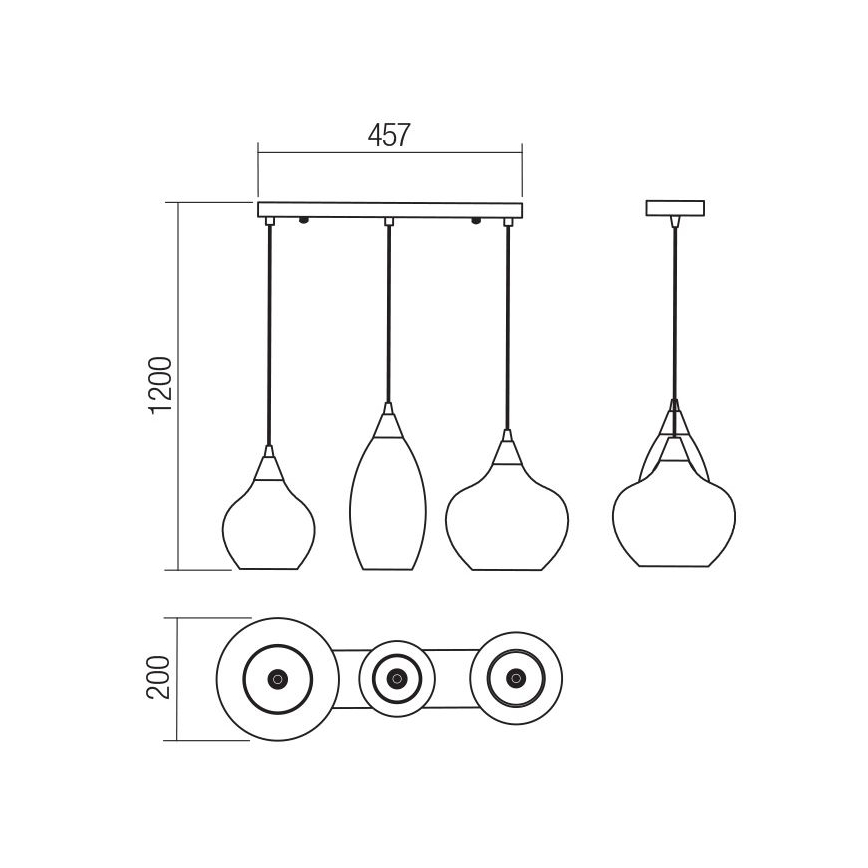 Redo 01-3193 - Lampadario a sospensione con filo TANNER 3xE14/28W/230V
