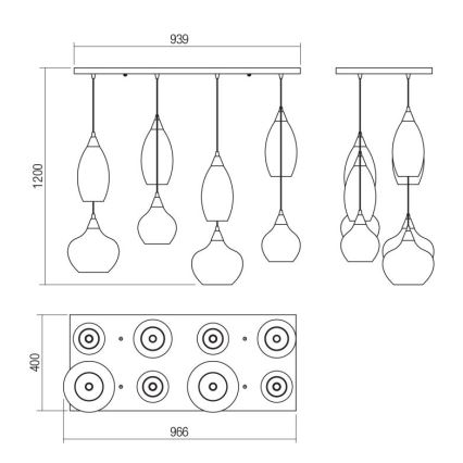 Redo 01-3195 - Lampadario a sospensione con filo TANNER 8xE14/28W/230V