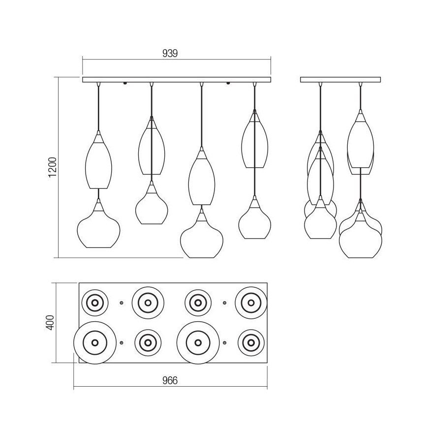 Redo 01-3195 - Lampadario a sospensione con filo TANNER 8xE14/28W/230V