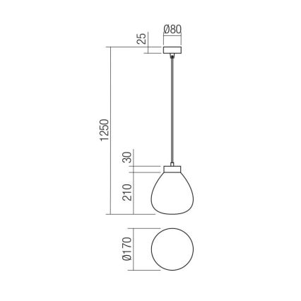 Redo 01-3196 - Lampadario a sospensione con filo LUKE 1xE27/42W/230V diametro 17 cm nero