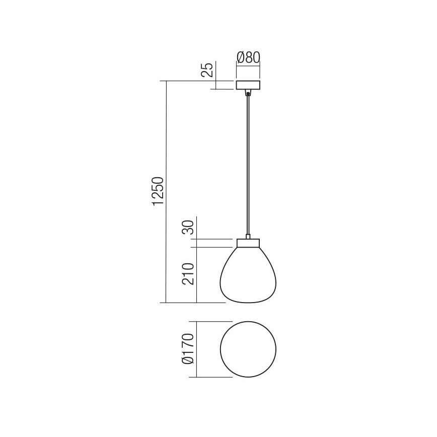 Redo 01-3196 - Lampadario a sospensione con filo LUKE 1xE27/42W/230V diametro 17 cm nero