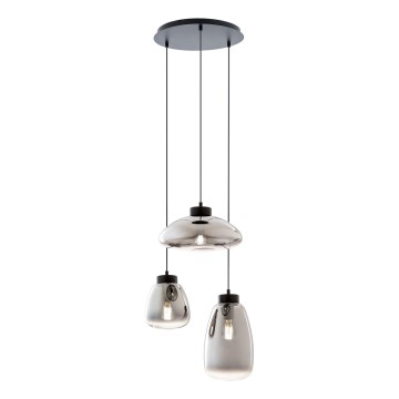 Redo 01-3197 - Lampadario a sospensione con filo LUKE 3xE27/42W/230V diametro 46 cm nero