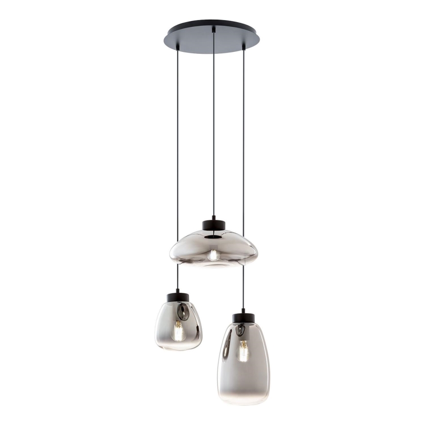 Redo 01-3197 - Lampadario a sospensione con filo LUKE 3xE27/42W/230V diametro 46 cm nero