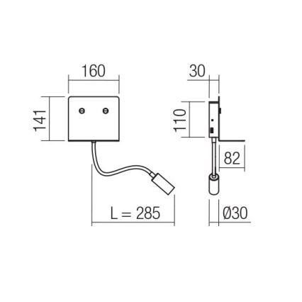 Redo 01-3211 - Applique a LED con un flexible piccolo lampada MOKA LED/6W + LED/3W/230V USB CRI90 nero