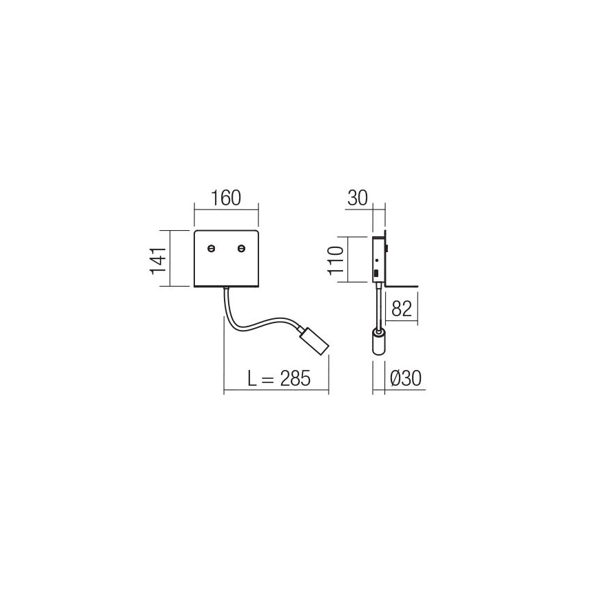 Redo 01-3211 - Applique a LED con un flexible piccolo lampada MOKA LED/6W + LED/3W/230V USB CRI90 nero