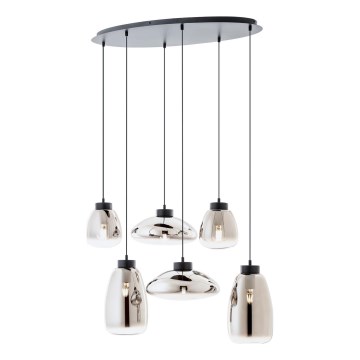 Redo 01-3212 - Lampadario a sospensione con filo LUKE 6xE27/42W/230V nero