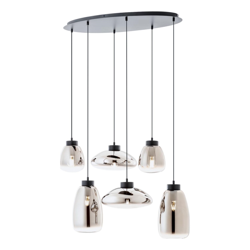 Redo 01-3212 - Lampadario a sospensione con filo LUKE 6xE27/42W/230V nero