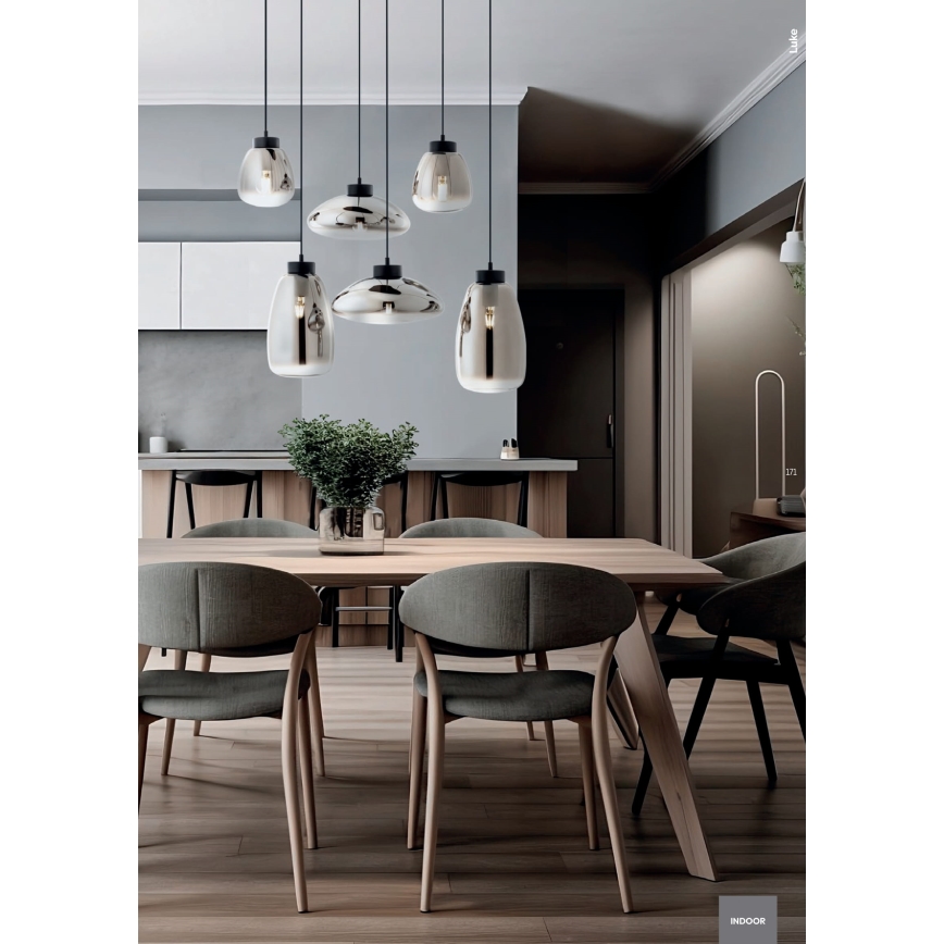 Redo 01-3212 - Lampadario a sospensione con filo LUKE 6xE27/42W/230V nero