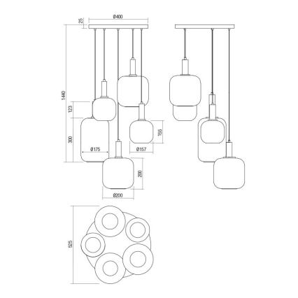 Redo 01-3214 - Lampadario a sospensione con filo BRINA 5xE27/23W/230V