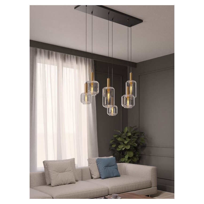 Redo 01-3215 - Lampadario a sospensione con filo BRINA 6xE27/23W/230V