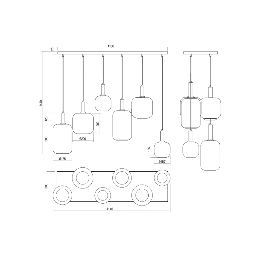 Redo 01-3215 - Lampadario a sospensione con filo BRINA 6xE27/23W/230V