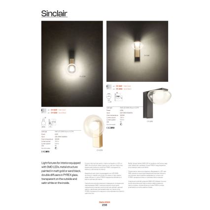 Redo 01-3239 - Applique a LED SINCLAIR LED/6,5W/230V CRI 93 IP21 oro