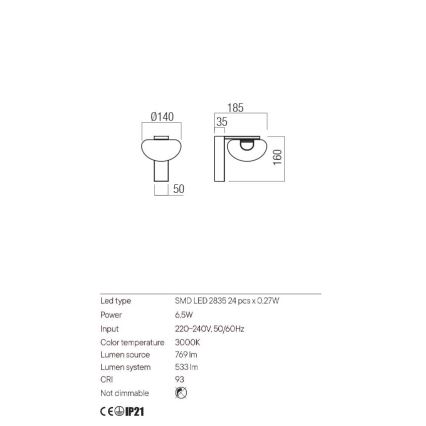 Redo 01-3241 - Applique a LED SINCLAIR LED/6,5W/230V CRI 93 IP21 oro