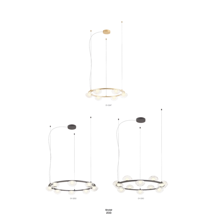 Redo 01-3247- Lampadario a sospensione con filo LED dimmerabile SINCLAIR LED/37,2W/230V CRI 93 IP21 oro