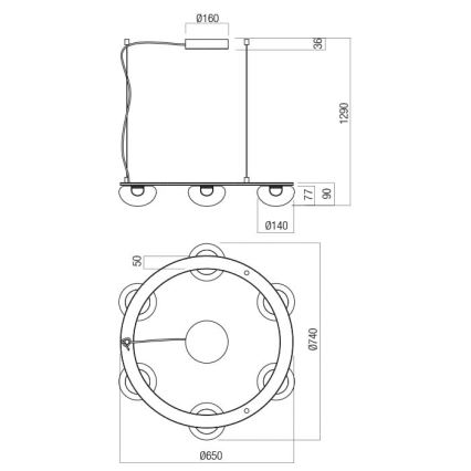 Redo 01-3247- Lampadario a sospensione con filo LED dimmerabile SINCLAIR LED/37,2W/230V CRI 93 IP21 oro