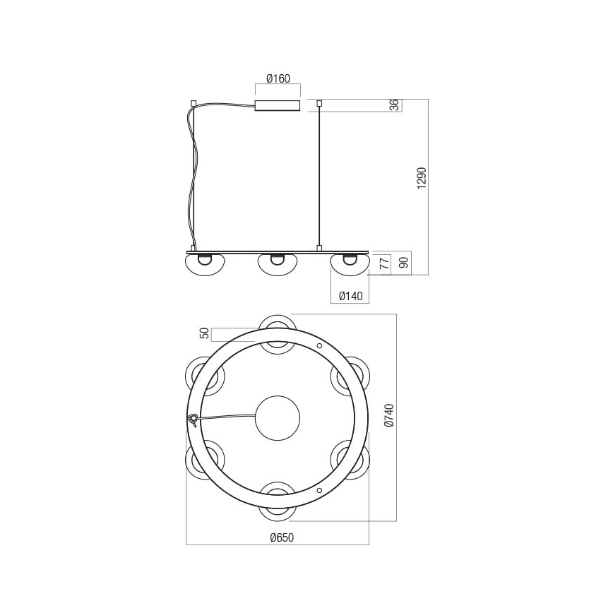Redo 01-3247- Lampadario a sospensione con filo LED dimmerabile SINCLAIR LED/37,2W/230V CRI 93 IP21 oro