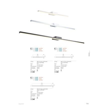 Redo 01-3268 - Illuminazione a LED per specchi da bagno ASTON LED/12W/230V 60 cm CRI 90 IP44 bianco