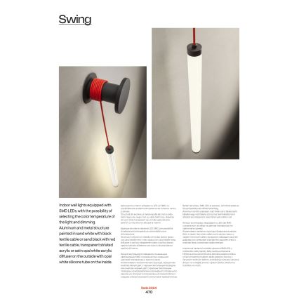 Redo 01-3304 - Lampada da parete dimmerabile SWING LED/16W/230V 3000/4000K CRI 90 nera