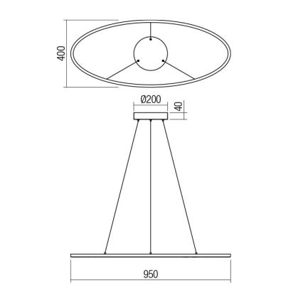 Redo 01-3338 - Lampadario LED dimmerabile sospeso con cavo LEO LED/48W/230V 3000/4000K CRI 90 40x95 cm finitura bronzata