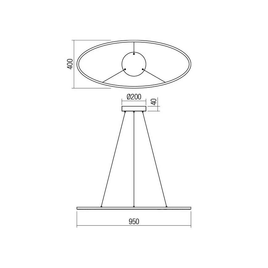 Redo 01-3339 - Lampadario sospeso dimmerabile su cavo LEO LED/48W/230V 3000/4000K CRI 90 40x95 cm nero