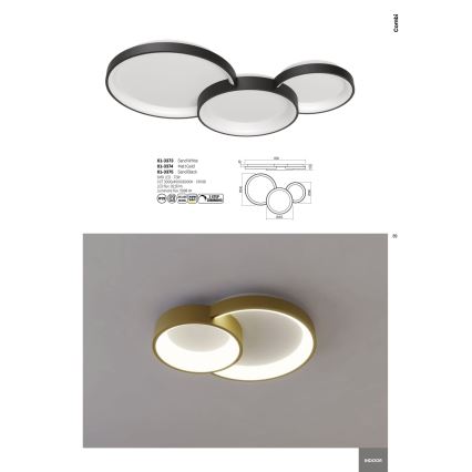 Redo 01-3375 - Plafoniera LED dimmerabile COMBI LED/72W/230V 3000/4000/6000K CRI98 nero