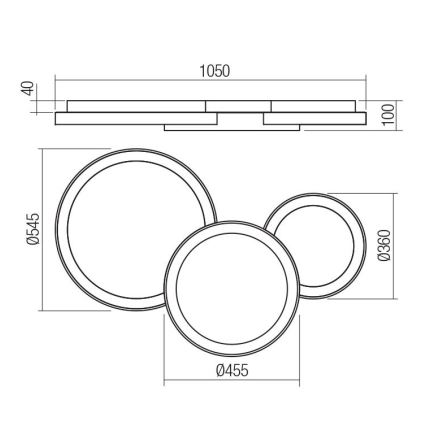 Redo 01-3375 - Plafoniera LED dimmerabile COMBI LED/72W/230V 3000/4000/6000K CRI98 nero